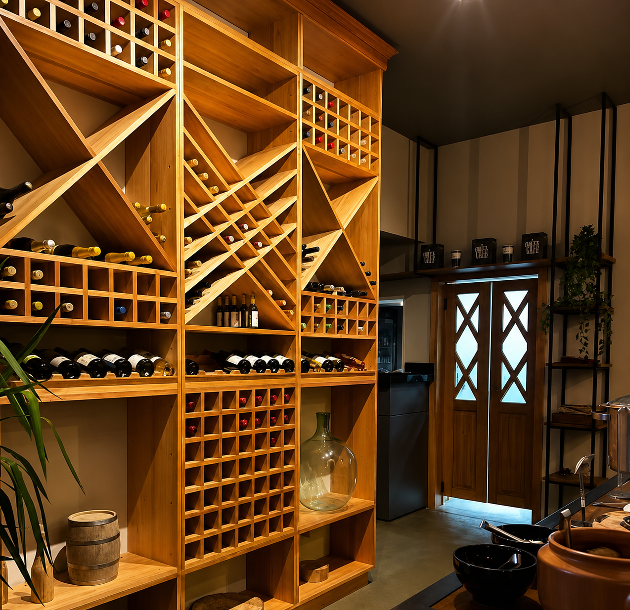 Adega de vinhos em madeira