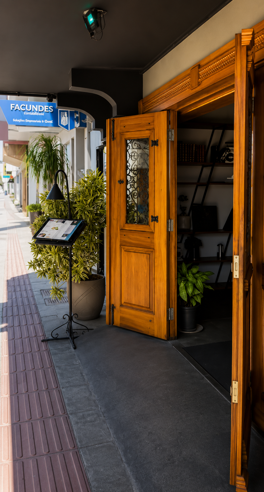 Fachada e entrada do empório